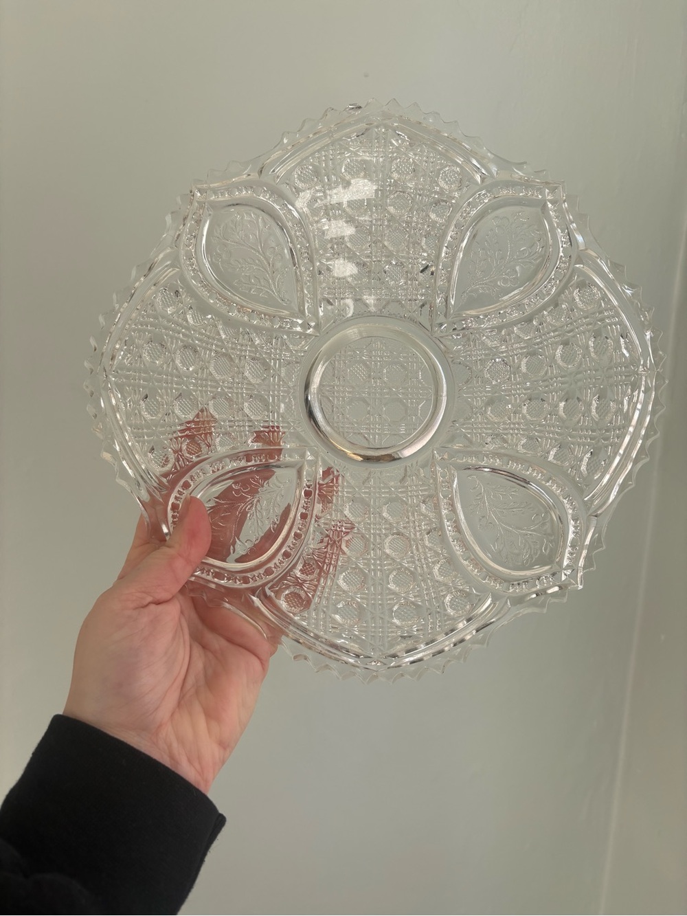 Pressed Clear Glass Decorative Serving Platter